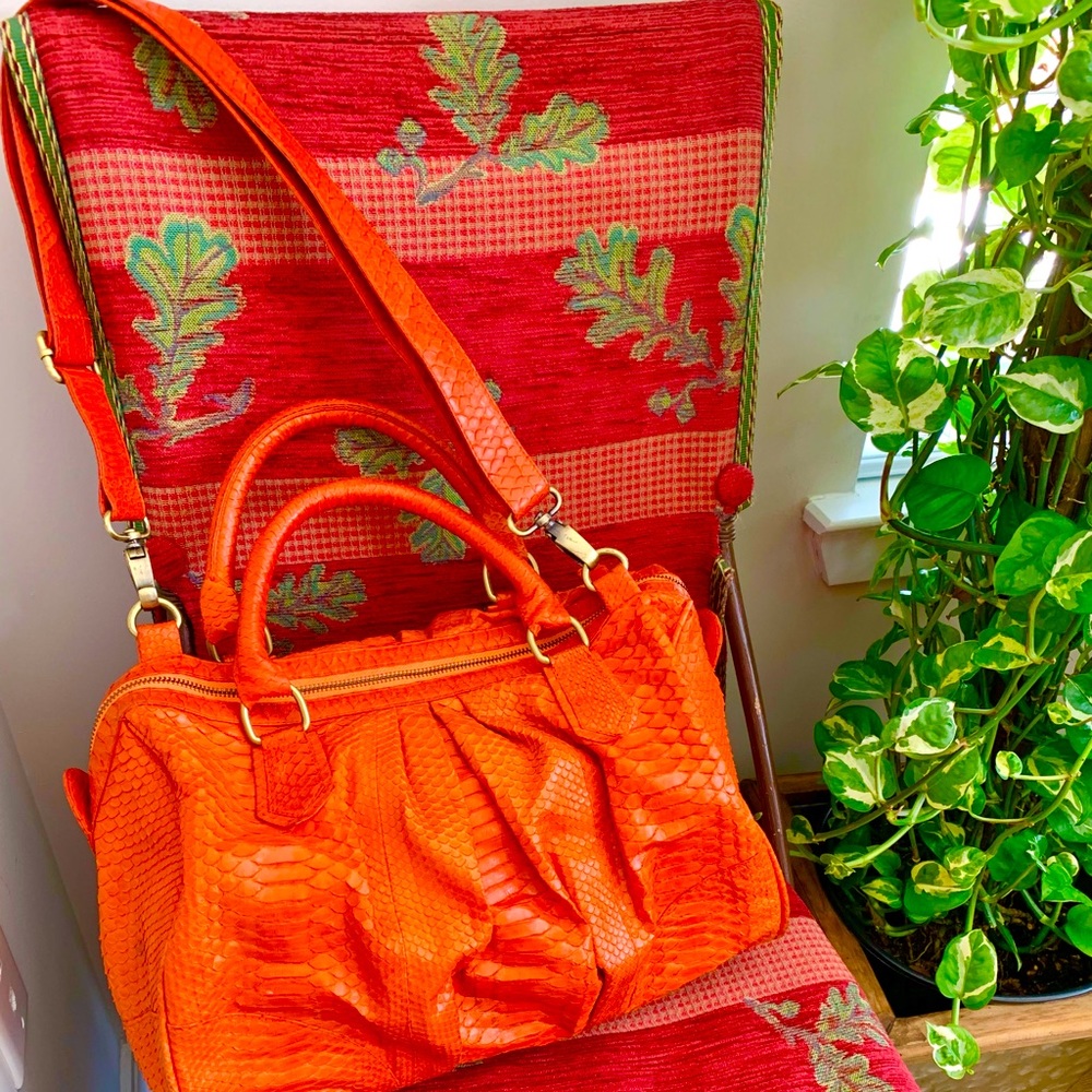Handmade Indonesian Python bag Color orange